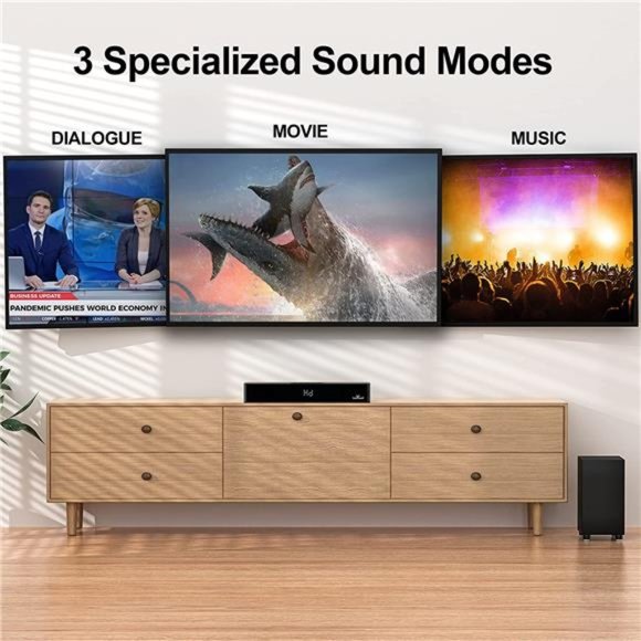Soundbar with Subwoofer, 2.1 Sound Bar with Bluetooth/HDMI ARC/Optical/AUX/USB - Picture 4 of 6